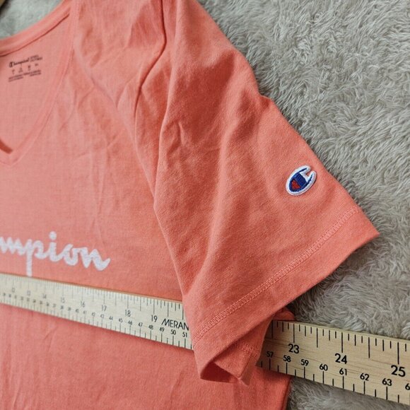 NWT Champion T-Shirt V Neck Women's Sz XXL 2XL Orange Pink Pullover Short Sleeve - Picture 4 of 10